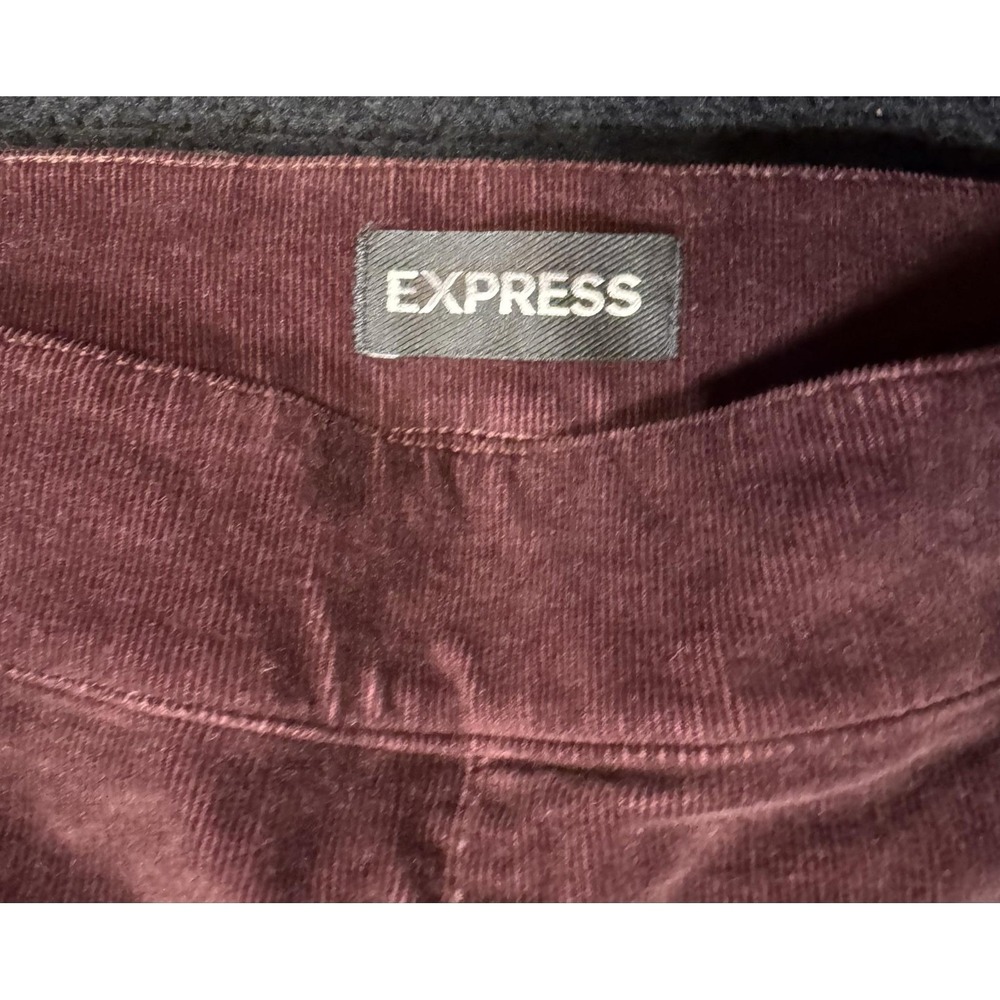 Express Bell Flare Pants Womens 12S Burgundy Corduroy High Rise EXWD-7819 NWT - Picture 5 of 14